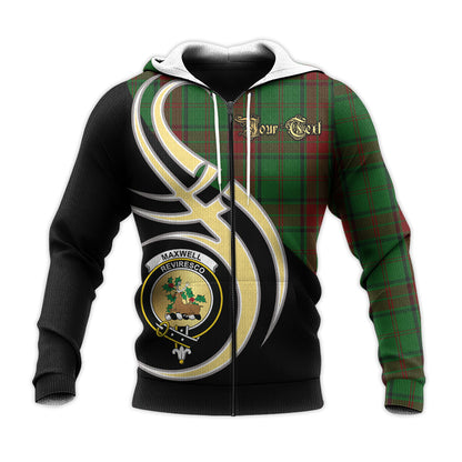Printivon Maxwell Hunting Clan Believe In Me Crest Tartan Knitted Hoodie Custom Your Text