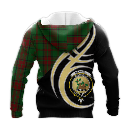 Printivon Maxwell Hunting Clan Believe In Me Crest Tartan Knitted Hoodie Custom Your Text