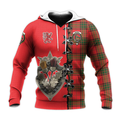 Printivon Maxwell Modern Tartan Hoodie Lion Rampant And Celtic Thistle Style