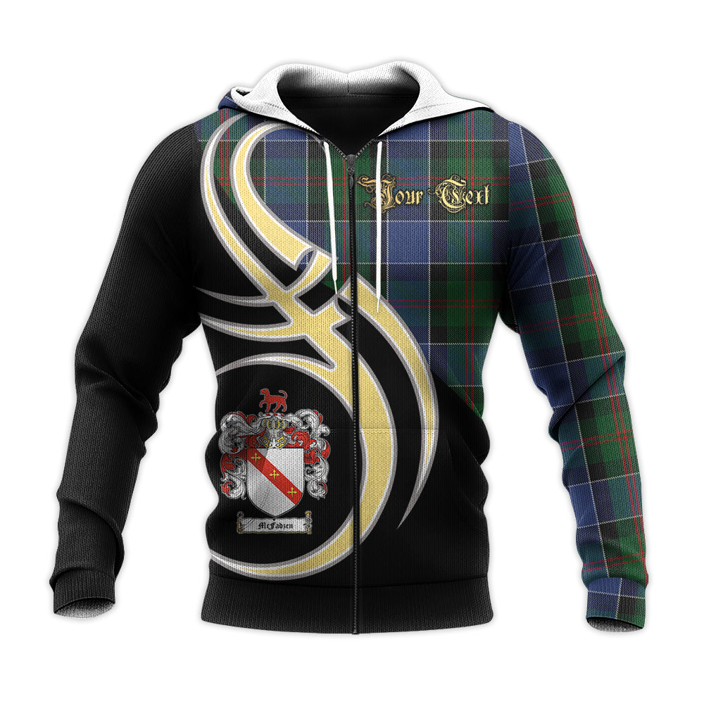 Printivon Mcfadzen 01 Clan Believe In Me Crest Tartan Knitted Hoodie Custom Your Text