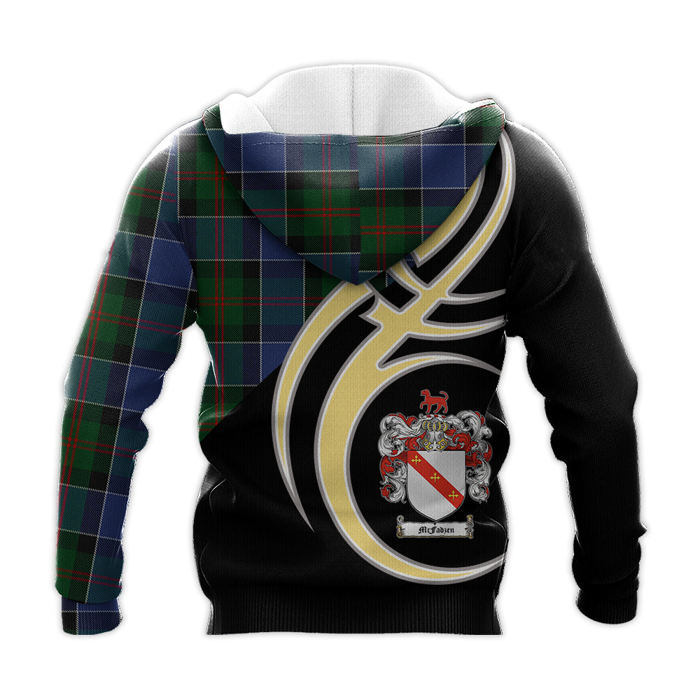 Printivon Mcfadzen 01 Clan Believe In Me Crest Tartan Knitted Hoodie Custom Your Text