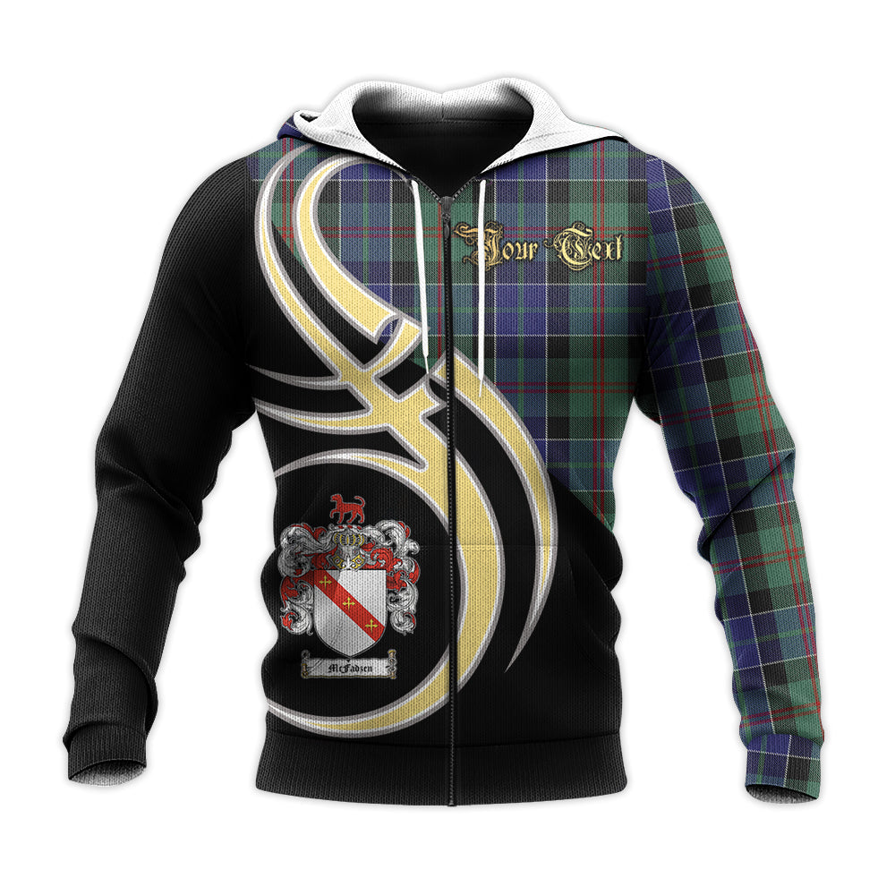 Printivon Mcfadzen 02 Clan Believe In Me Crest Tartan Knitted Hoodie Custom Your Text