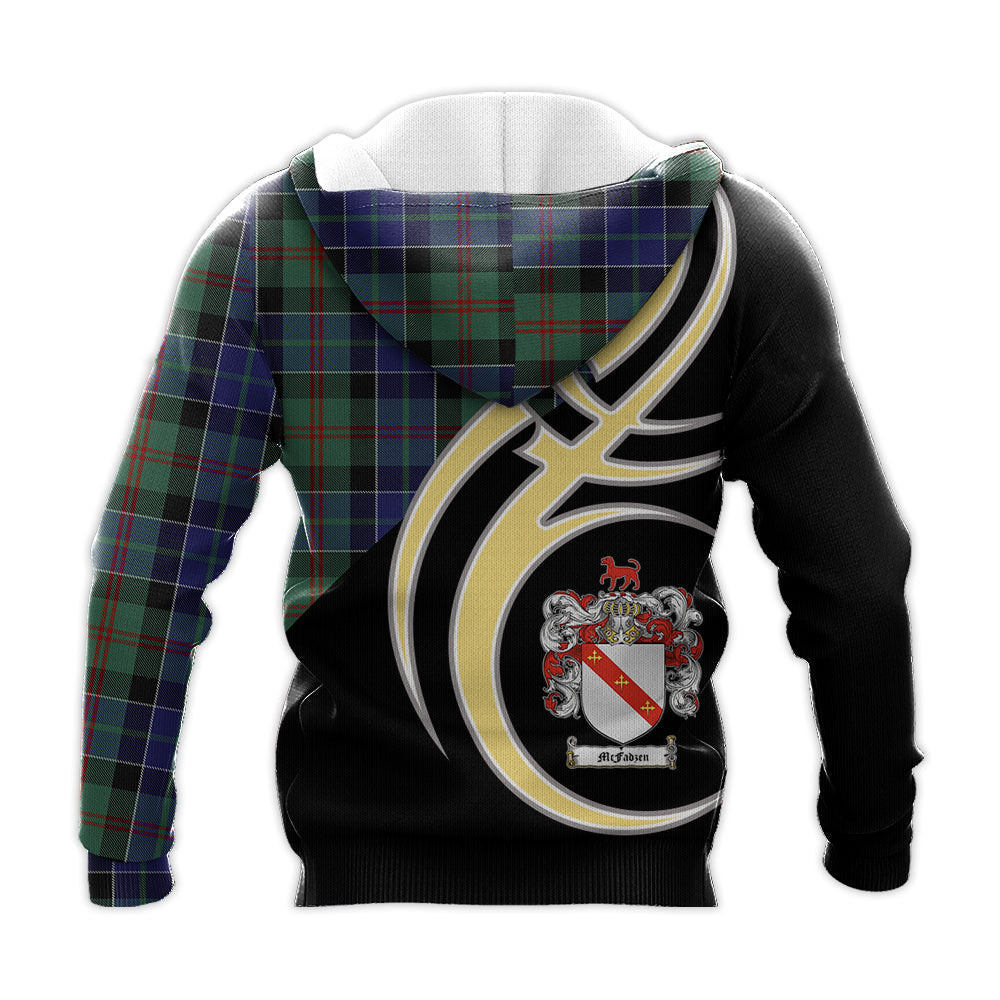 Printivon Mcfadzen 02 Clan Believe In Me Crest Tartan Knitted Hoodie Custom Your Text
