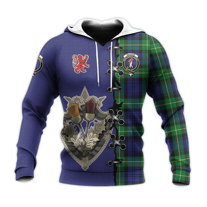 Printivon Meldrum Tartan Hoodie Lion Rampant And Celtic Thistle Style