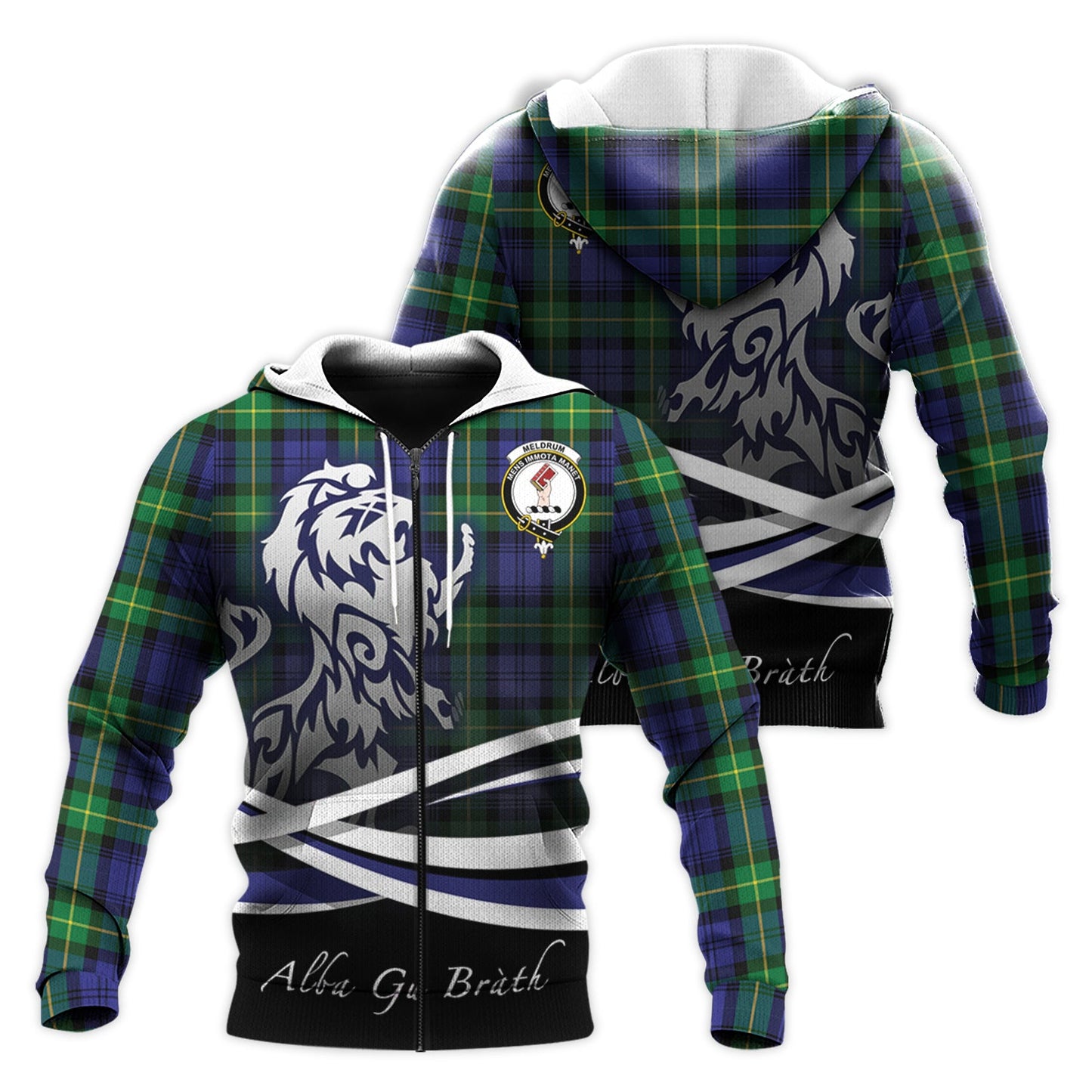 Printivon Meldrum Tartan Scottish Lion Hoodie