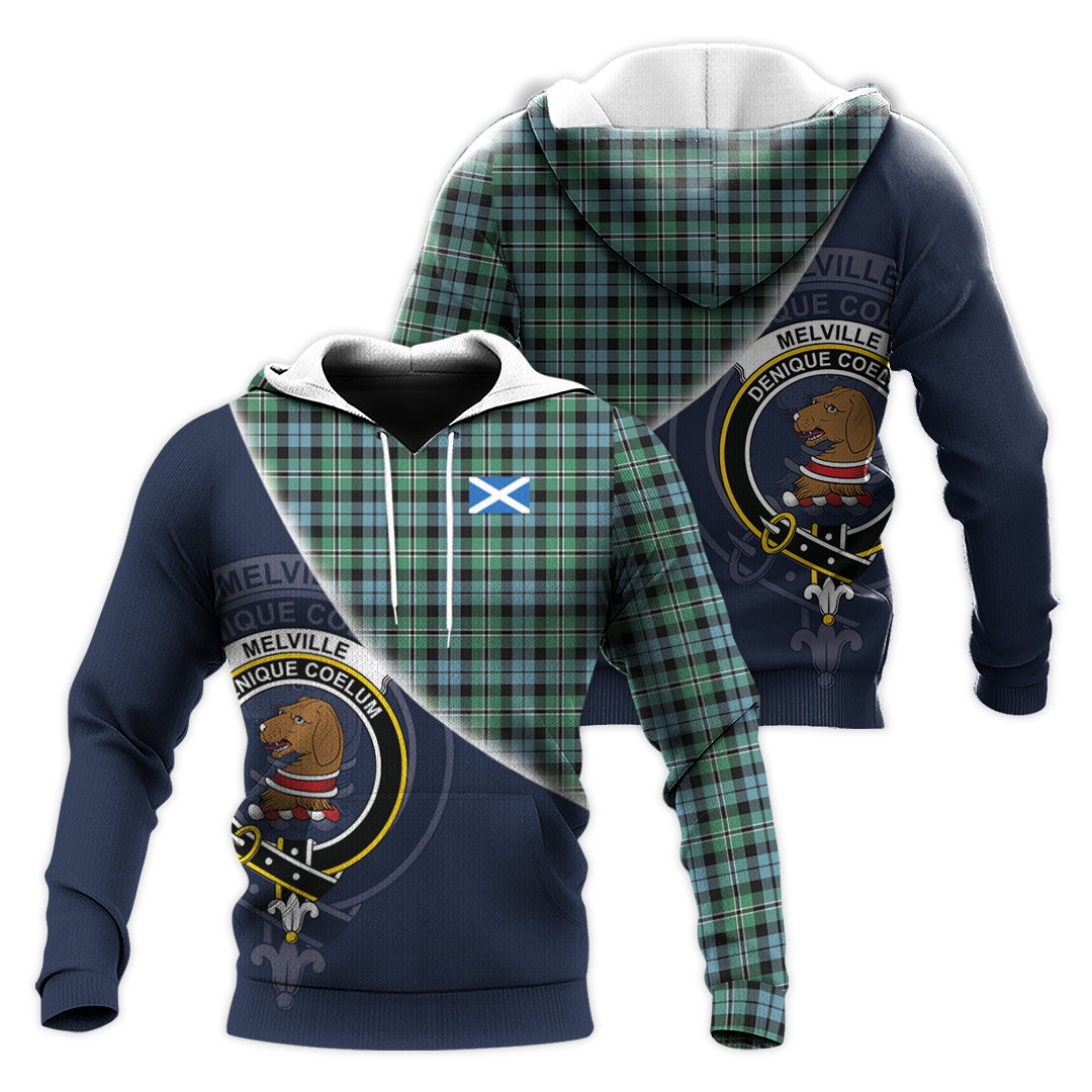 Printivon Melville Ancient Tartan Scottish Crest Hoodie
