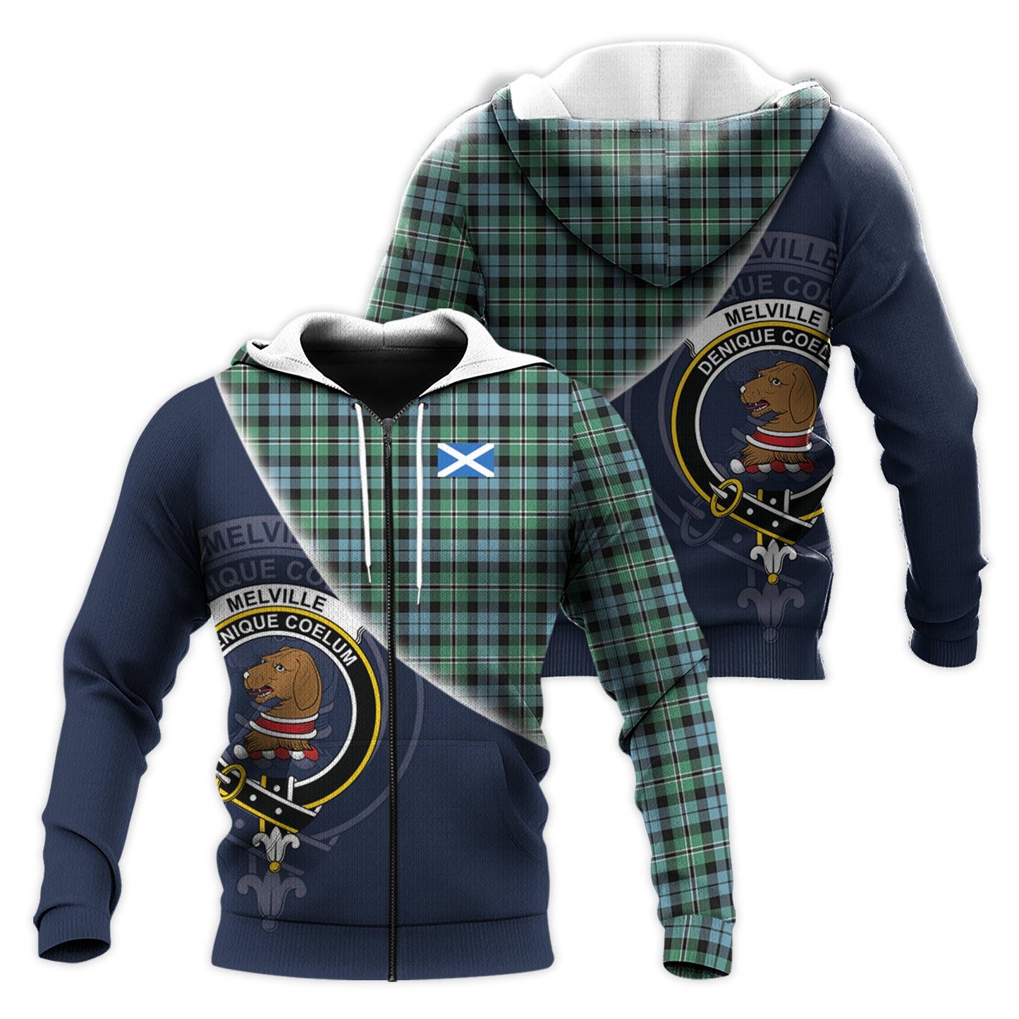 Printivon Melville Ancient Tartan Scottish Crest Hoodie