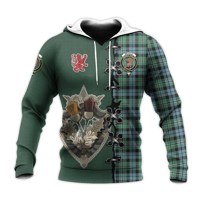 Printivon Melville Ancient Tartan Hoodie Lion Rampant And Celtic Thistle Style