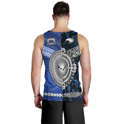 New Zealand And Samoa Men Tank Top Together Blue