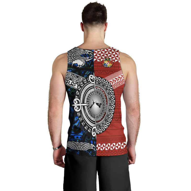 New Zealand And Tonga Men Tank Top Together Blue