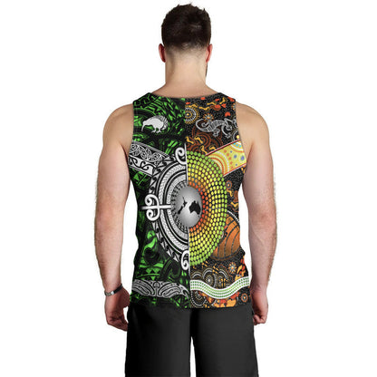 New Zealand Maori Aotearoa And Australia Aboriginal Men Tank Top Together Green