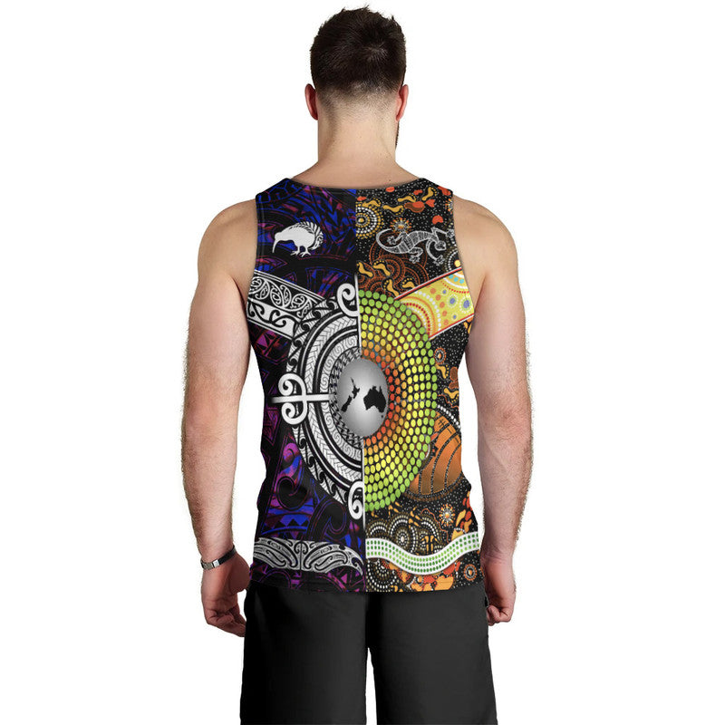 New Zealand Maori Aotearoa And Australia Aboriginal Men Tank Top Together Purple