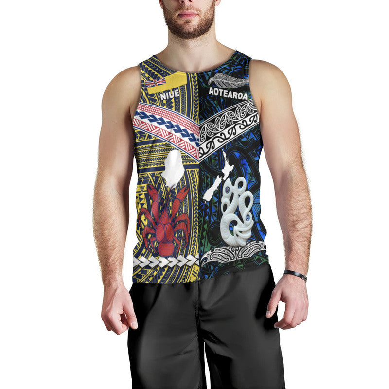 New Zealand And Niue Men Tank Top Together Blue