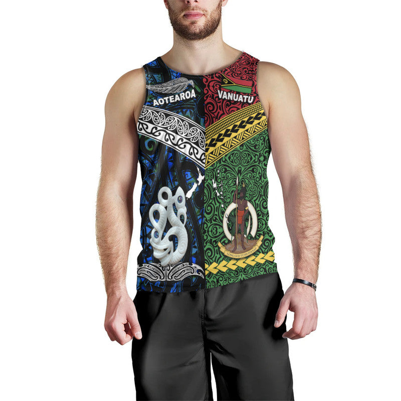 New Zealand And Vanuatu Men Tank Top Together Blue