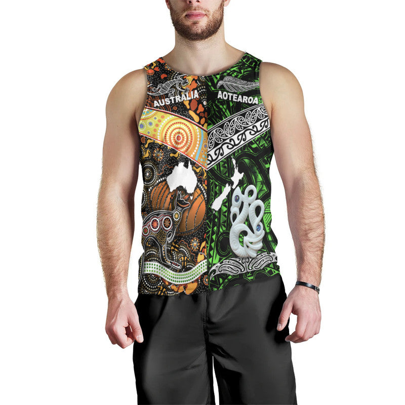 New Zealand Maori Aotearoa And Australia Aboriginal Men Tank Top Together Green