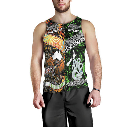 New Zealand Maori Aotearoa And Australia Aboriginal Men Tank Top Together Green