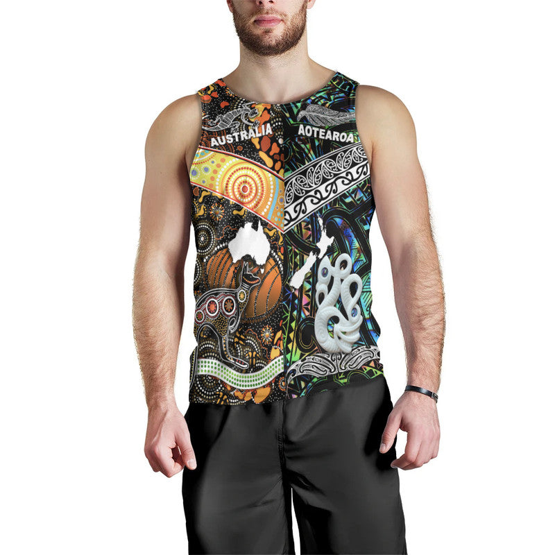 New Zealand Maori Aotearoa And Australia Aboriginal Men Tank Top Together Paua Shell