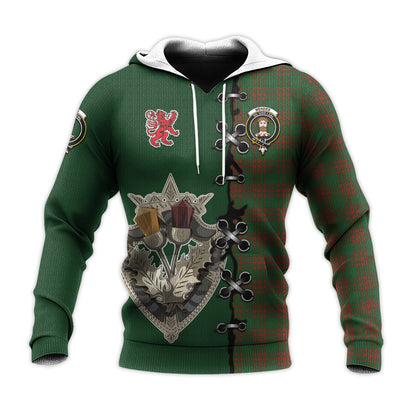 Printivon Menzies Tartan Hoodie Lion Rampant And Celtic Thistle Style