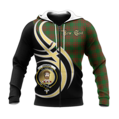 Printivon Menzies Clan Believe In Me Crest Tartan Knitted Hoodie Custom Your Text