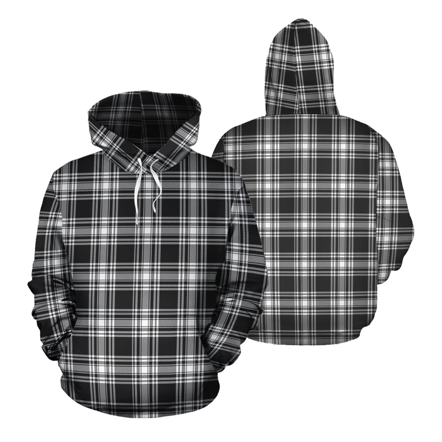Printivon Menzies Black And White Tartan Hoodie