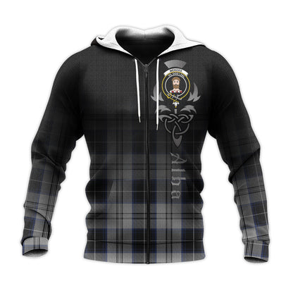Printivon Menzies Black Dress Tartan Crest Alba Celtic Hoodie