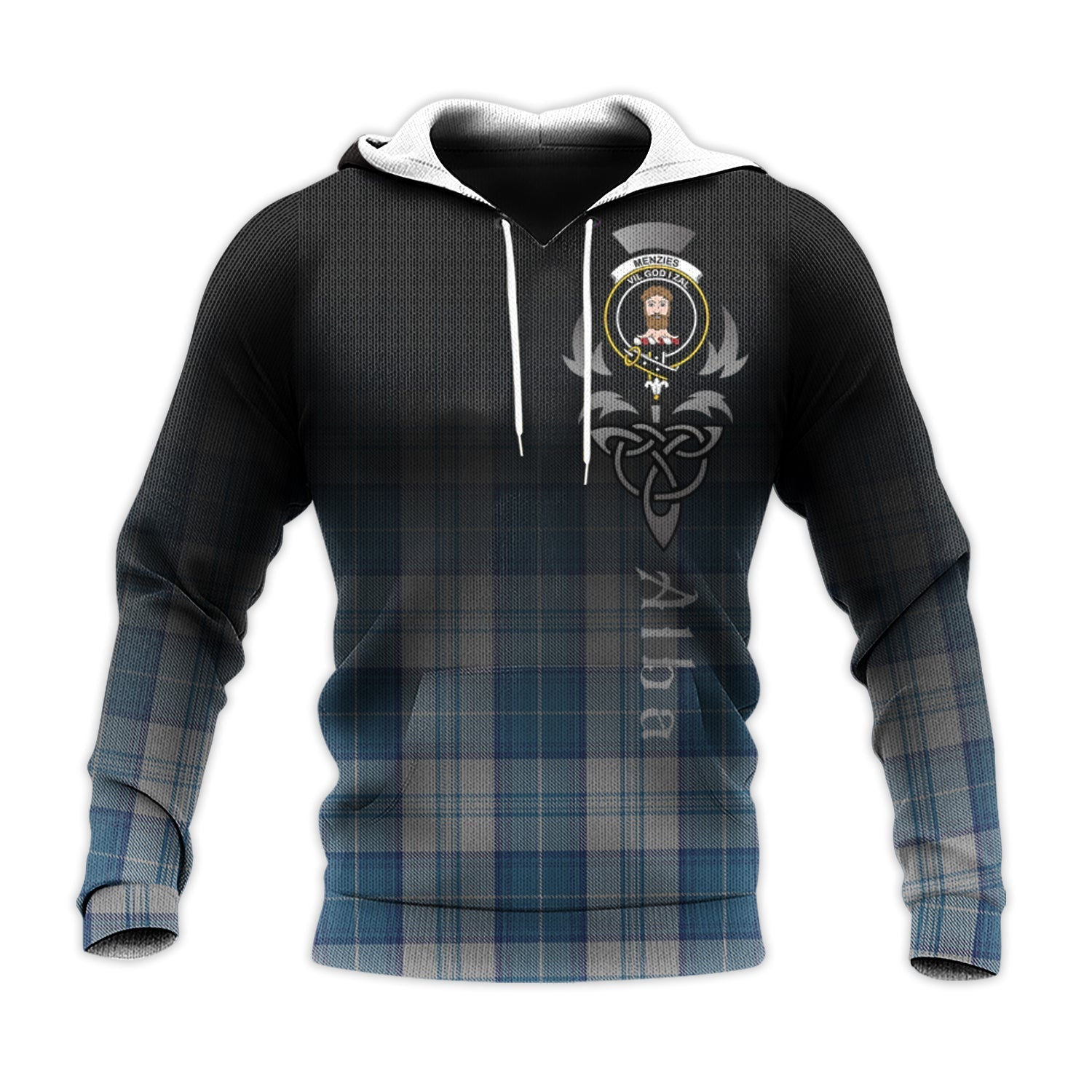 Printivon Menzies Dress Blue And White Tartan Crest Alba Celtic Hoodie