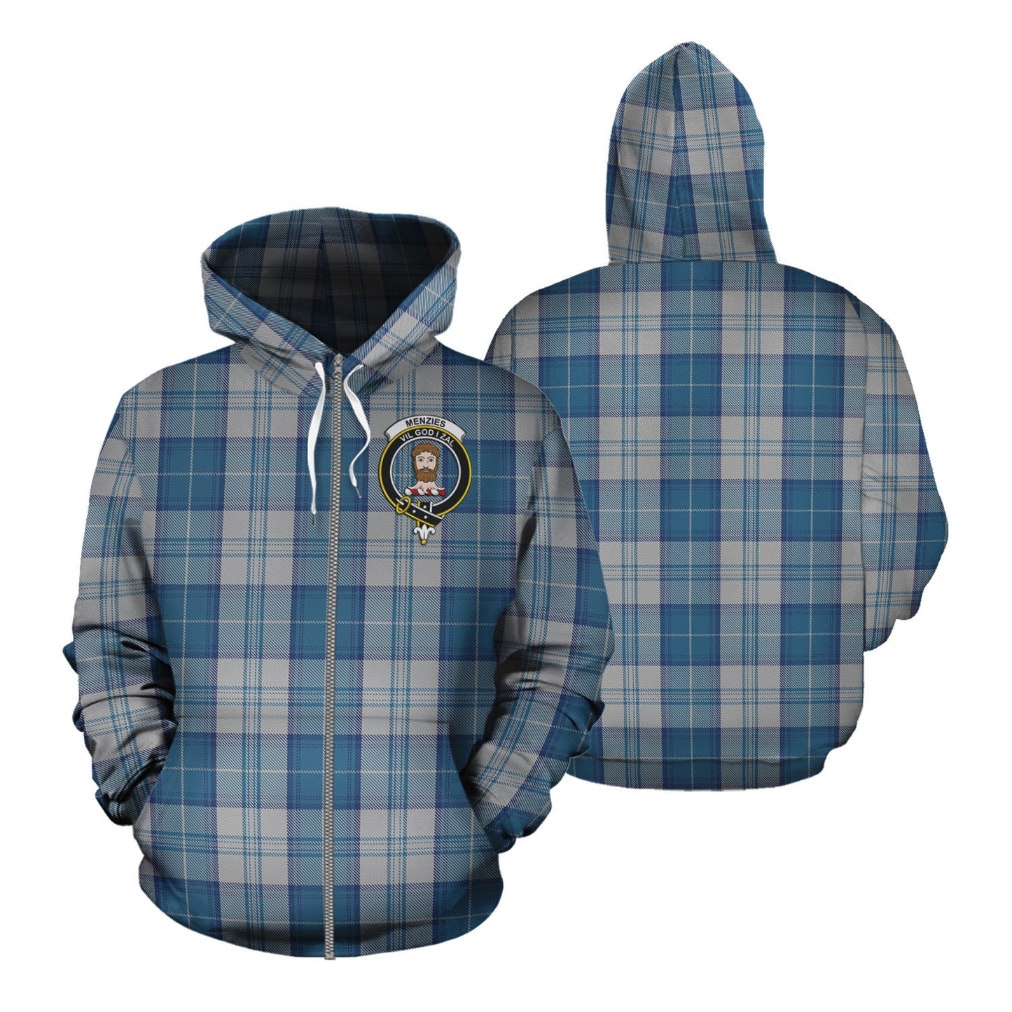 Printivon Menzies Dress Blue And White Tartan Hoodie