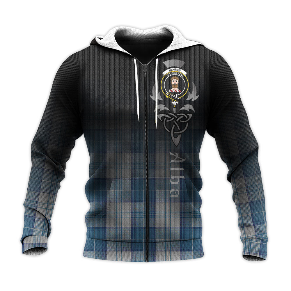 Printivon Menzies Dress Blue And White Tartan Crest Alba Celtic Hoodie