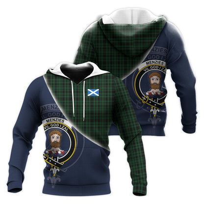 Printivon Menzies Green Tartan Scottish Crest Hoodie