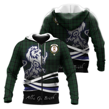 Printivon Menzies Green Tartan Scottish Lion Hoodie