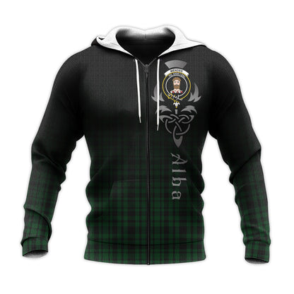 Printivon Menzies Green Tartan Crest Alba Celtic Hoodie