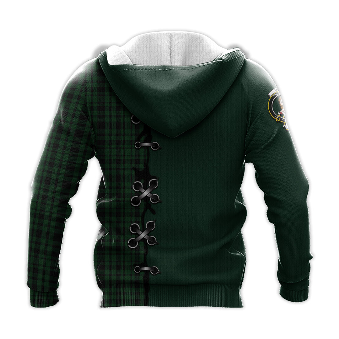 Printivon Menzies Green Tartan Hoodie Lion Rampant And Celtic Thistle Style