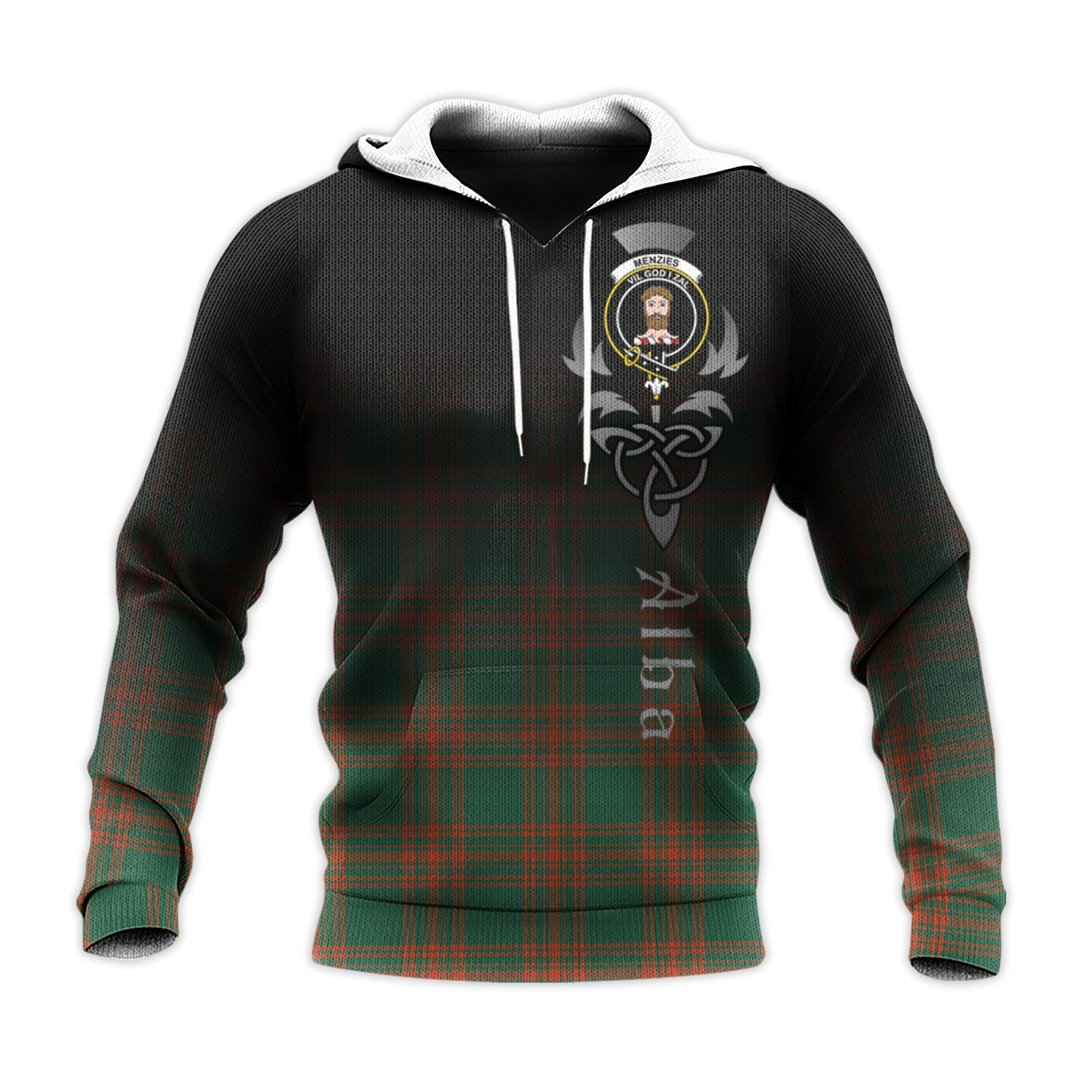 Printivon Menzies Green Ancient Tartan Crest Alba Celtic Hoodie