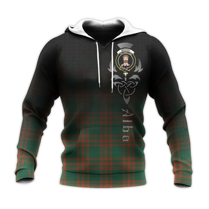 Printivon Menzies Green Ancient Tartan Crest Alba Celtic Hoodie