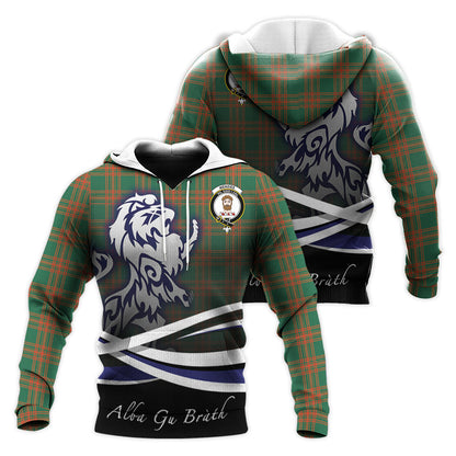 Printivon Menzies Green Ancient Tartan Scottish Lion Hoodie