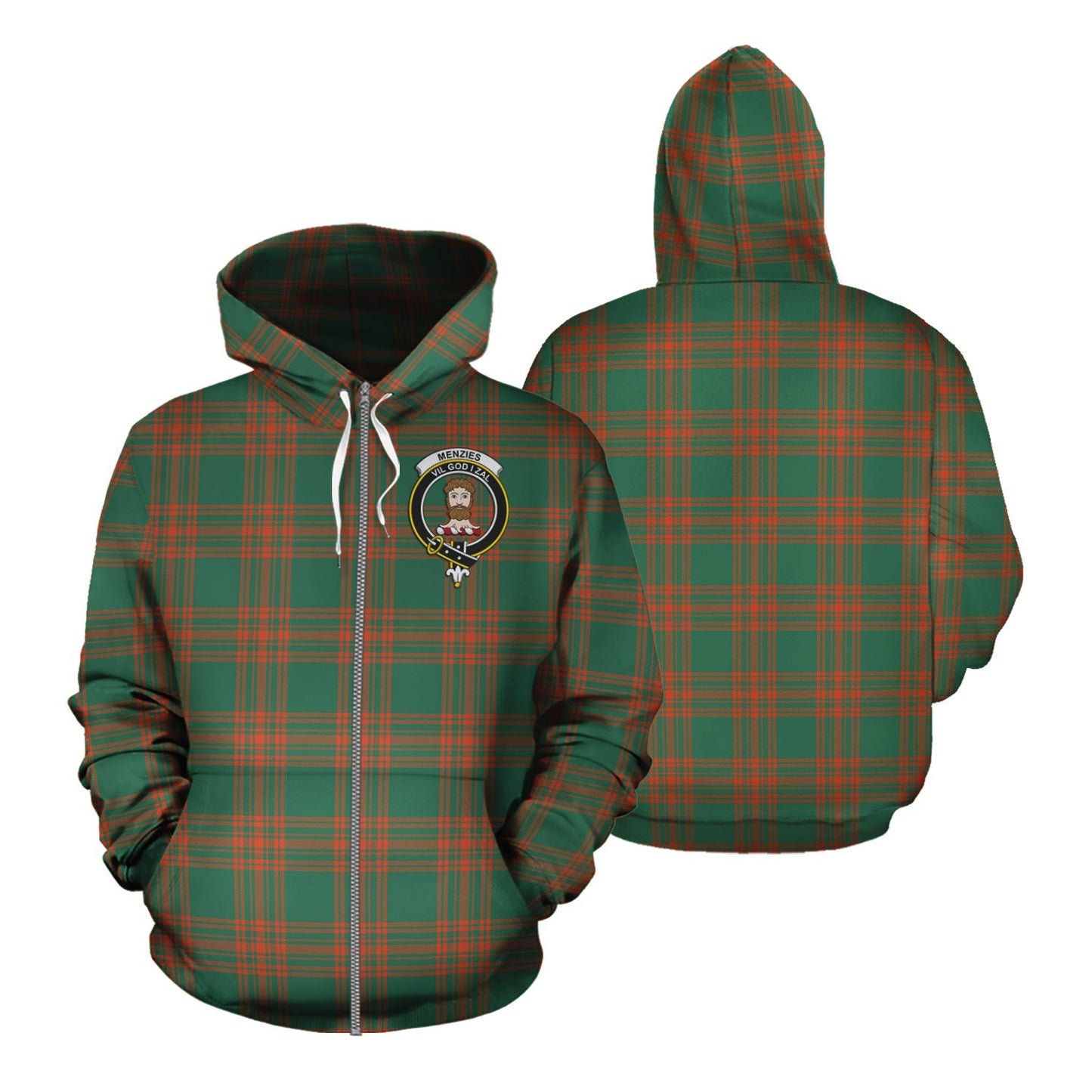 Printivon Menzies Green Ancient Tartan Hoodie