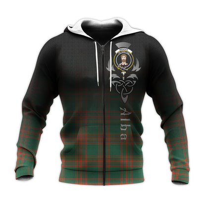 Printivon Menzies Green Ancient Tartan Crest Alba Celtic Hoodie