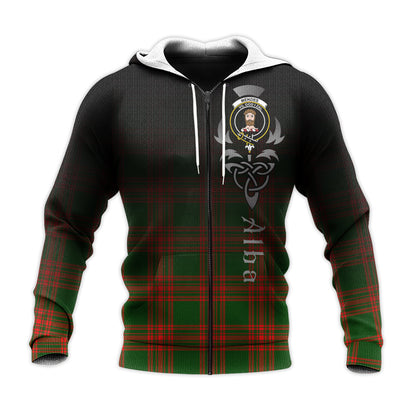 Printivon Menzies Green Modern Tartan Crest Alba Celtic Hoodie