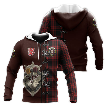 Printivon Menzies Hunting Tartan Hoodie Lion Rampant And Celtic Thistle Style