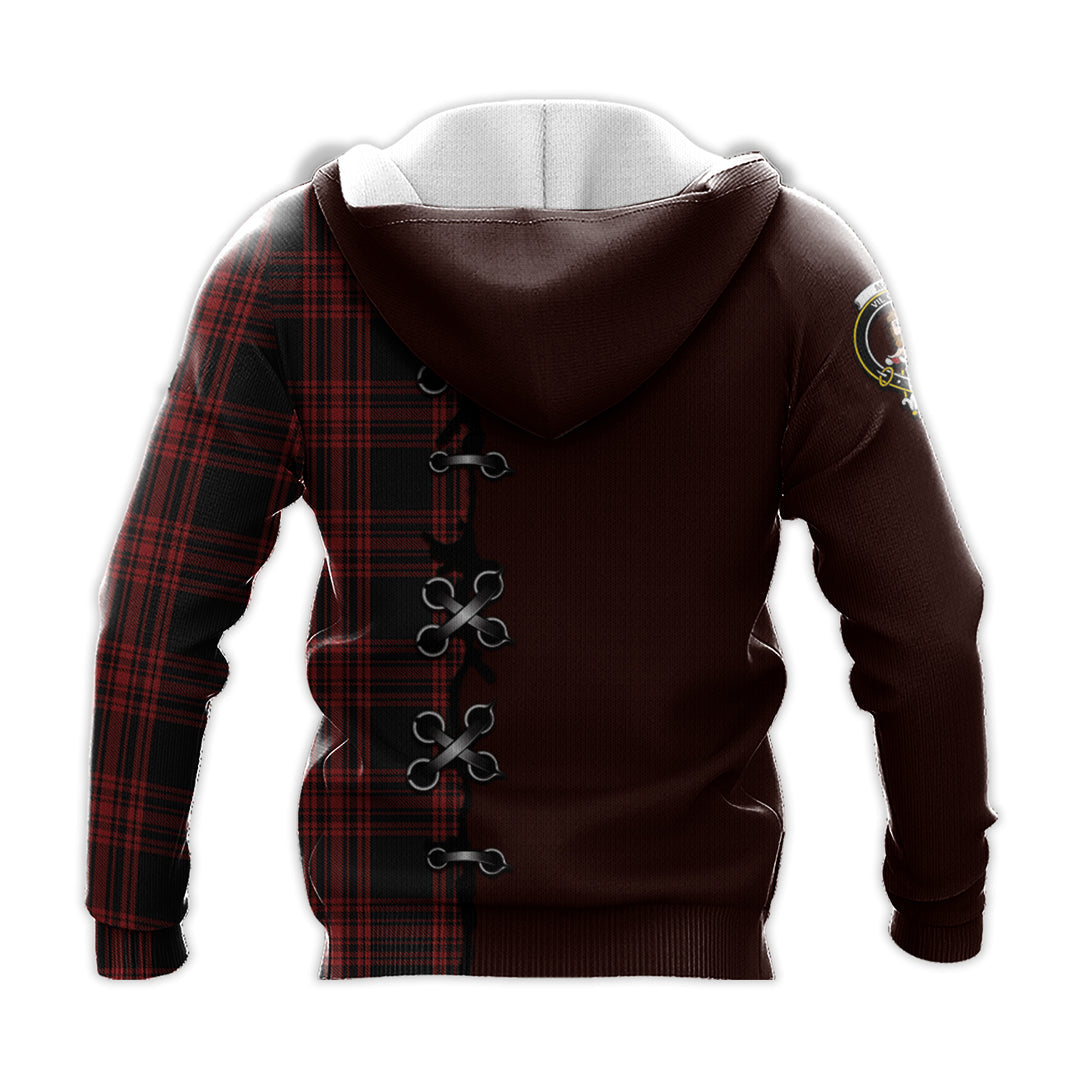 Printivon Menzies Hunting Tartan Hoodie Lion Rampant And Celtic Thistle Style