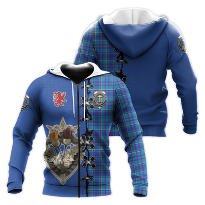Printivon Mercer Modern Tartan Hoodie Lion Rampant And Celtic Thistle Style