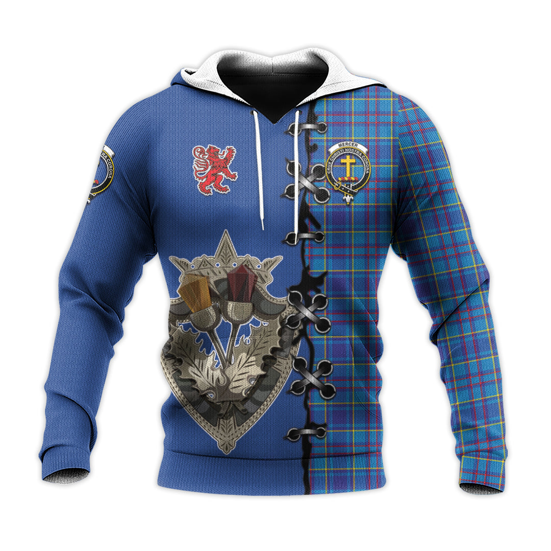 Printivon Mercer Modern Tartan Hoodie Lion Rampant And Celtic Thistle Style