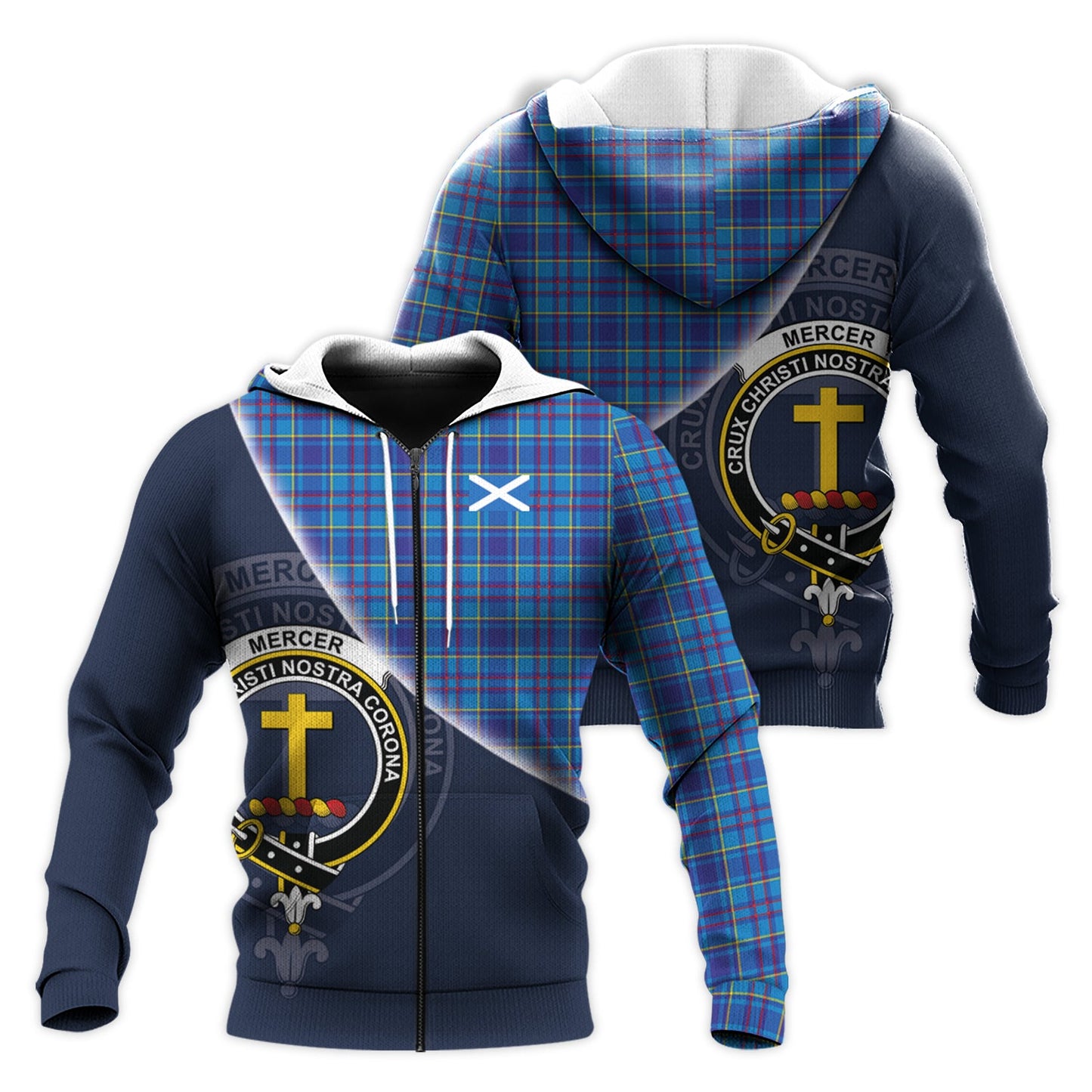 Printivon Mercer Modern Tartan Scottish Crest Hoodie