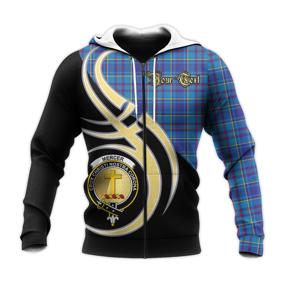 Printivon Mercer Modern Clan Believe In Me Crest Tartan Knitted Hoodie Custom Your Text
