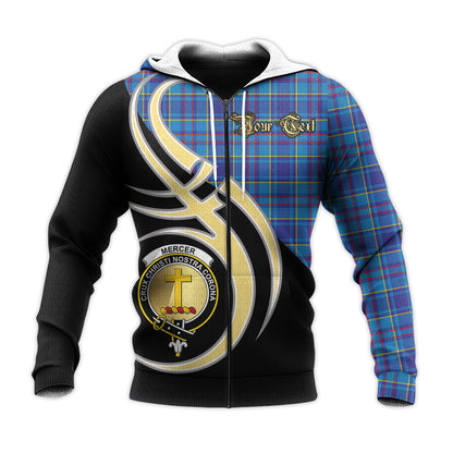 Printivon Mercer Modern Clan Believe In Me Crest Tartan Knitted Hoodie Custom Your Text