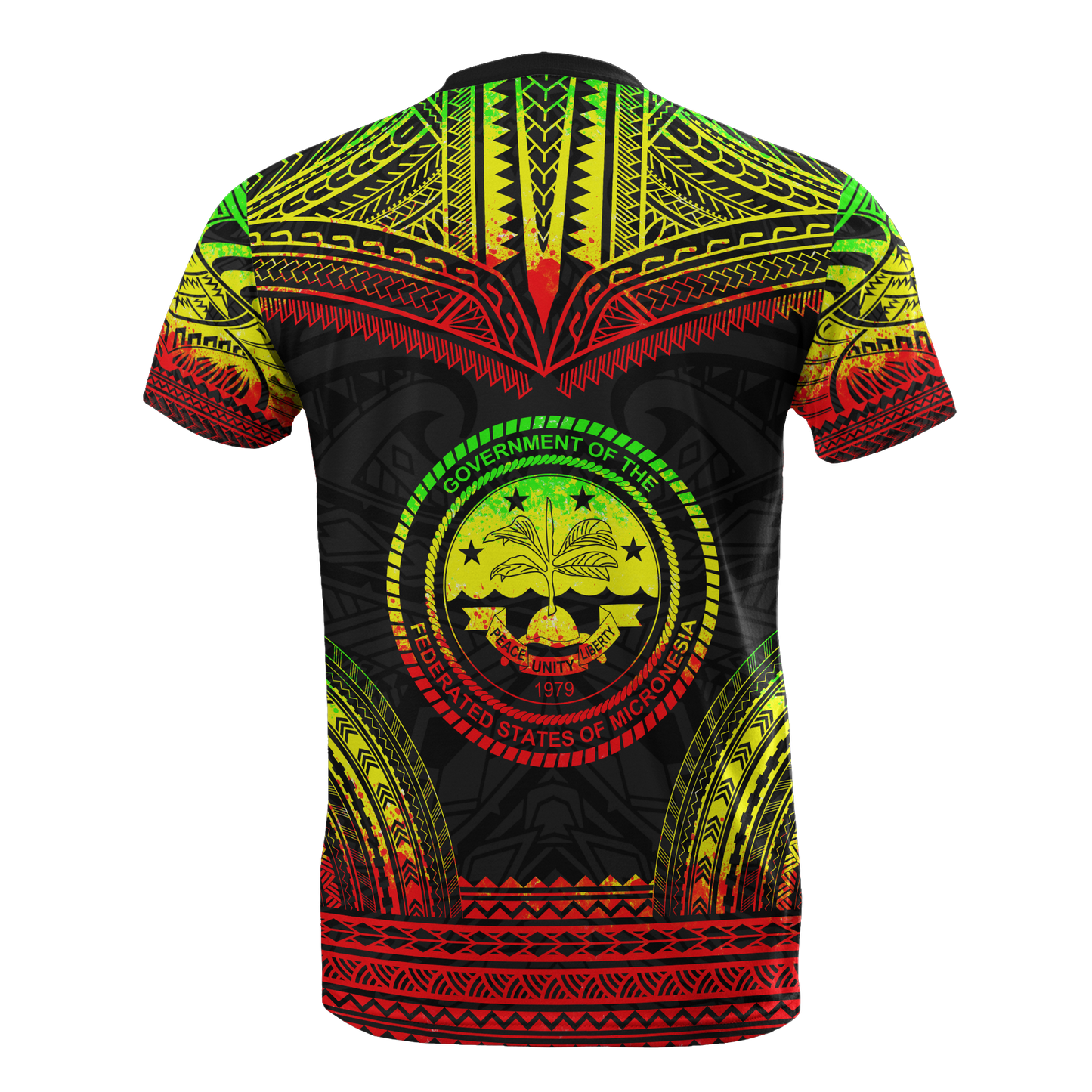 Federated States of Micronesia All Over Custom Personalised T Shirt F S M Seal Polynesian Tattoo Reggae Color
