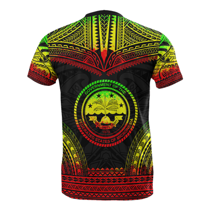 Federated States of Micronesia All Over Custom Personalised T Shirt F S M Seal Polynesian Tattoo Reggae Color