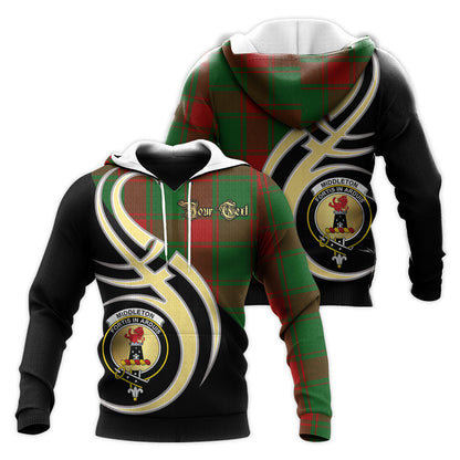 Printivon Middleton Clan Believe In Me Crest Tartan Knitted Hoodie Custom Your Text