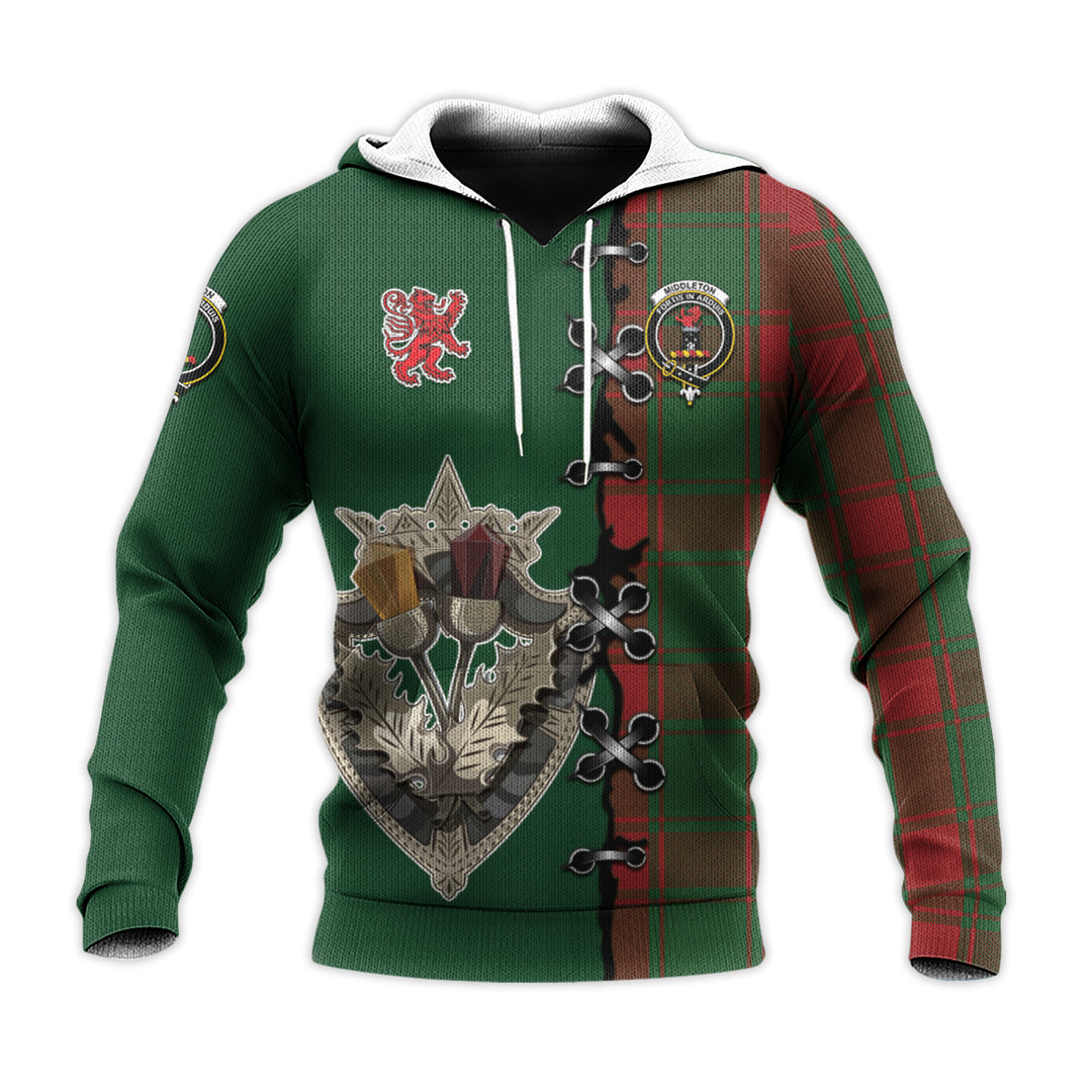 Printivon Middleton Tartan Hoodie Lion Rampant And Celtic Thistle Style