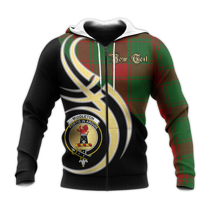 Printivon Middleton Clan Believe In Me Crest Tartan Knitted Hoodie Custom Your Text